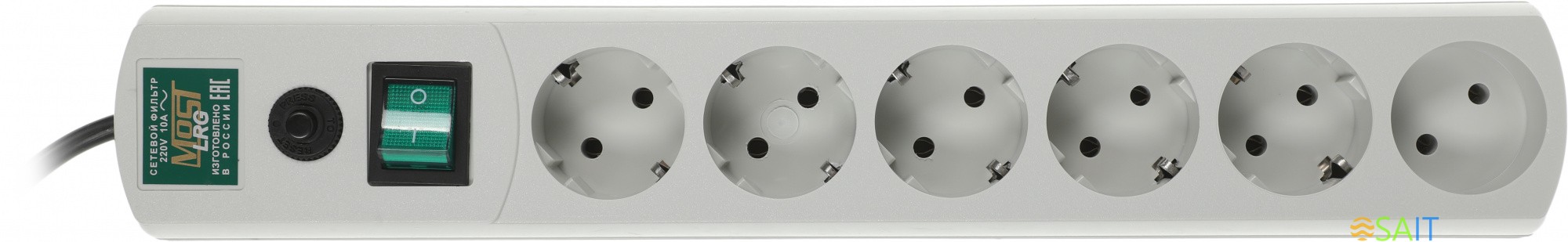 Сетевой фильтр Most LRG 1.6м (6 розеток) белый (пакет ПЭ)