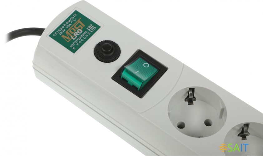 Сетевой фильтр Most LRG 1.6м (6 розеток) белый (пакет ПЭ)