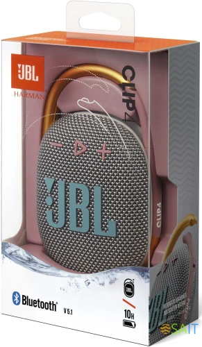 Колонка порт. JBL Clip 4 серый 5W 1.0 BT 15м 500mAh (JBLCLIP4GRY)