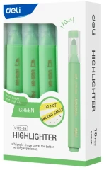 Текстовыделитель Deli EU12S-GN скошенный пиш. наконечник 1-5мм зеленый коробка картонная