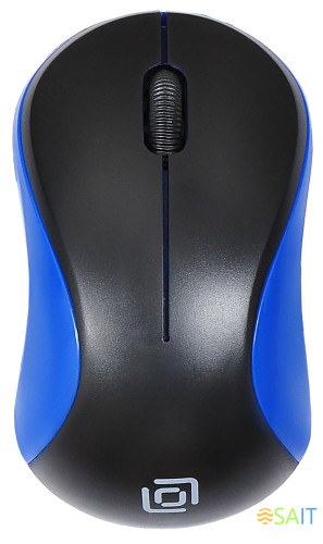 Мышь Оклик 605SW черный/синий оптическая 1200dpi беспров. USB для ноутбука 3but (384109)
