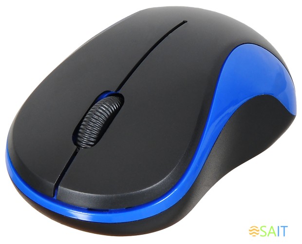 Мышь Оклик 605SW черный/синий оптическая 1200dpi беспров. USB для ноутбука 3but (384109)