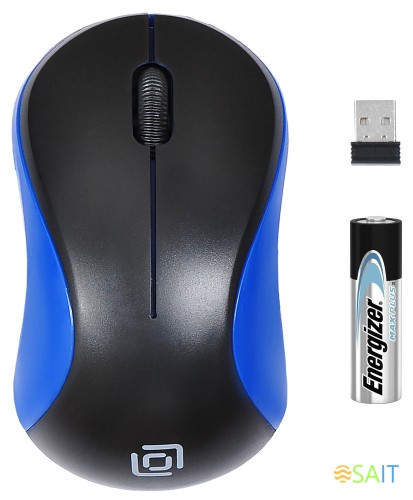 Мышь Оклик 605SW черный/синий оптическая 1200dpi беспров. USB для ноутбука 3but (384109)