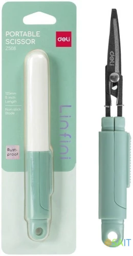 Ножницы Deli EZ508GREEN EZ508 Linfini портативные 125мм ручки пластиковые сталь зеленый блистер