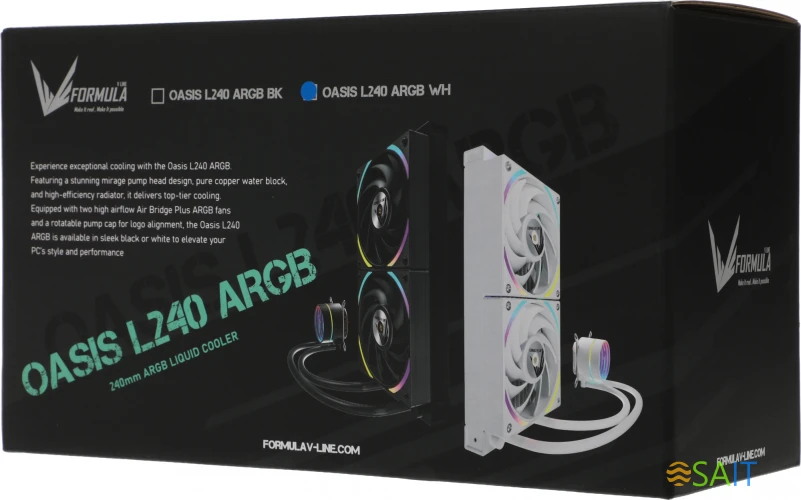 Система водяного охлаждения Formula Oasis L240 ARGB Soc-AM5/AM4/1200/2066/1700/1851 белый 4-pin 1-27.2dB Al+Cu 310W Ret (OASIS L240 ARGB WH)