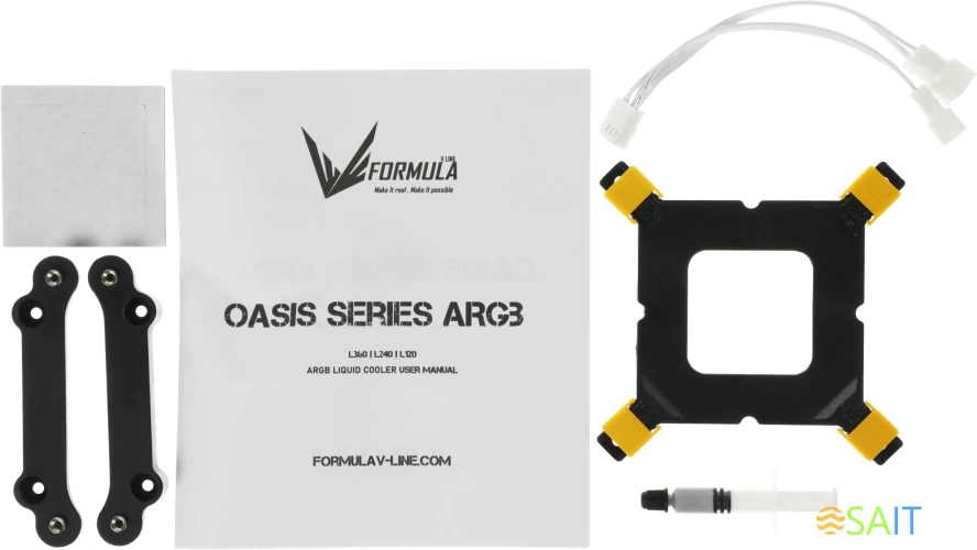 Система водяного охлаждения Formula Oasis L240 ARGB Soc-AM5/AM4/1200/2066/1700/1851 белый 4-pin 1-27.2dB Al+Cu 310W Ret (OASIS L240 ARGB WH)
