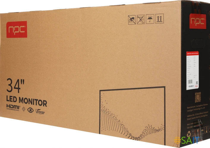 Монитор NPC 34" MP3414 черный VA LED 21:9 HDMI M/M матовая HAS Piv 3000:1 250cd 178гр/178гр 3440x1440 165Hz G-Sync FreeSync DP 2K 9кг