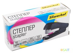 Степлер Silwerhof 24/6 (20листов) черный 50скоб пластик закрытый коробка