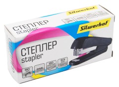 Степлер Silwerhof 24/6 (20листов) черный 50скоб пластик закрытый коробка