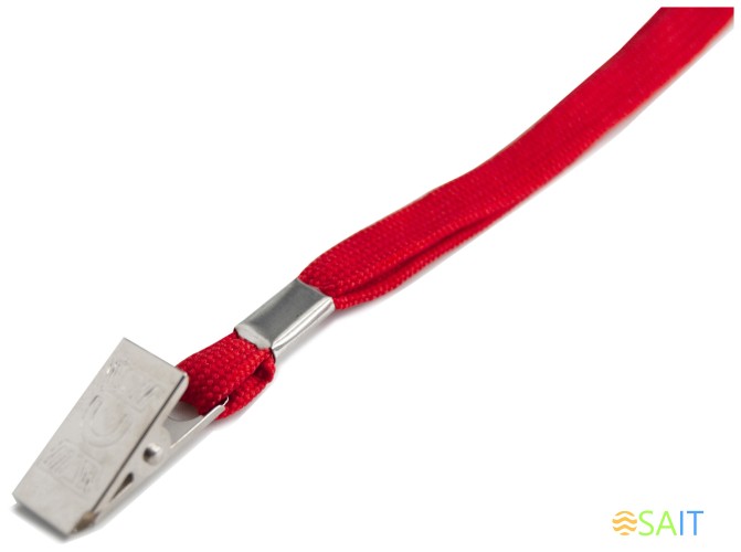 Держатель для бейджа Silwerhof 45см клип текстиль красный (упак.:10шт)