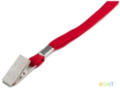 Держатель для бейджа Silwerhof 45см клип текстиль красный (упак.:10шт)