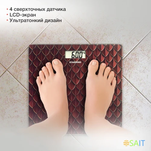 Весы напольные электронные Starwind SSP6035 макс.180кг рисунок/красный