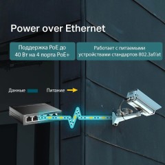 Коммутатор TP-Link TL-SG1005LP (L2) 5x1Гбит/с 4PoE+ 40W неуправляемый