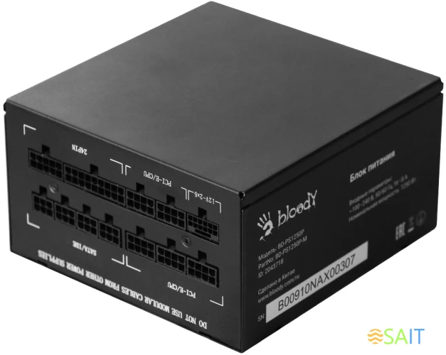 Блок питания Bloody ATX 1250W BD-PS1250P 80+ platinum (20+4pin) APFC 140mm fan 12xSATA Cab Manag RTL