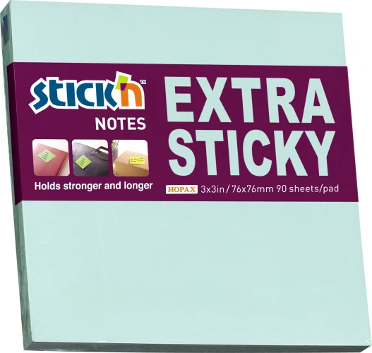 Блок самоклеящийся бумажный Stick`n 21663 76x76мм 90лист. 70г/м2 пастель голубой усиленный клей