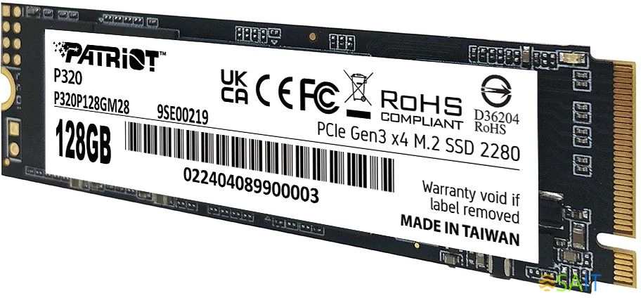 Накопитель SSD Patriot PCIe 3.0 x4 128GB P320P128GM28 P320 M.2 2280