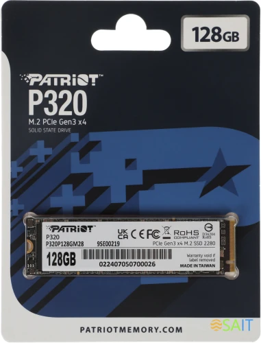 Накопитель SSD Patriot PCIe 3.0 x4 128GB P320P128GM28 P320 M.2 2280