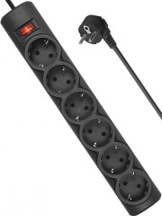 Сетевой фильтр Defender DFS 151 1.8м (6 розеток) черный (коробка)