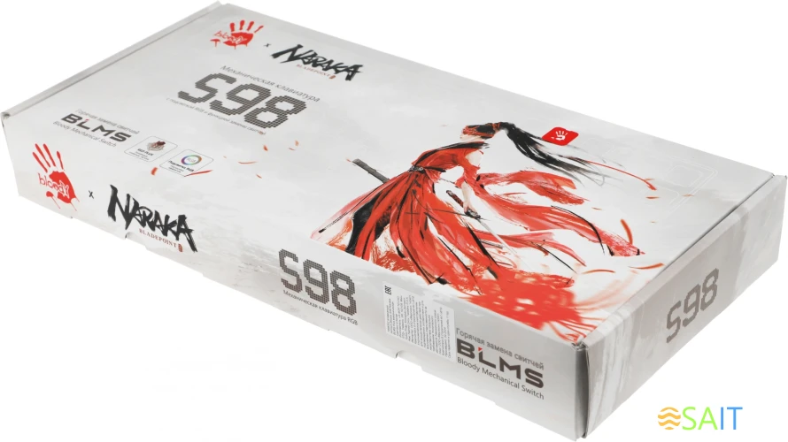 Клавиатура A4Tech Bloody S98 Naraka BLMS Plus механическая черный/красный USB for gamer LED (S98 NARAKA BLMS RED PLUS)