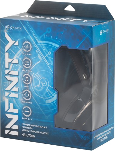 Наушники с микрофоном Оклик HS-L700G INFINITY черный 2.2м мониторные оголовье (1102308)