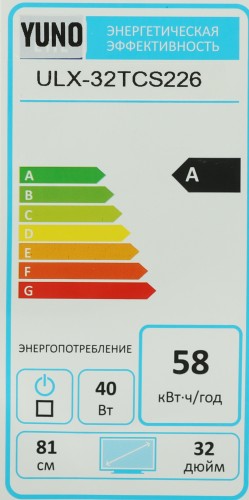 Телевизор LED Yuno 31.5" ULX-32TCS226 Яндекс.ТВ черный HD 50Hz DVB-T2 DVB-C DVB-S2 WiFi Smart TV (RUS)
