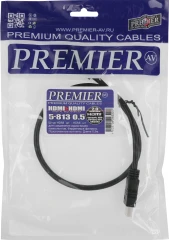 Кабель аудио-видео Premier 5-813 HDMI (m)/HDMI (m) 0.5м. феррит.кольца позолоч.конт. черный (5-813 0.5)
