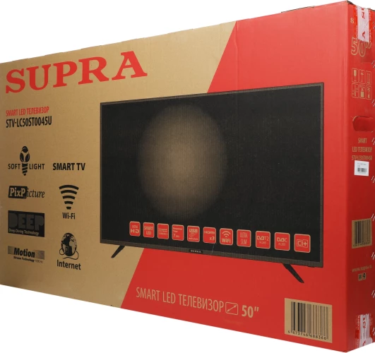 Телевизор LED Supra 50" STV-LC50ST0045U черный 4K Ultra HD 50Hz DVB-T DVB-T2 DVB-C DVB-S DVB-S2 USB WiFi Smart TV (RUS)