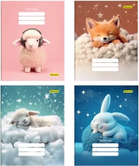 Набор тетрадей Silwerhof 12л. лин. A5 Мягкие игрушки 4диз. мел.карт. вод.лак скрепка (упак.:4шт)