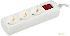 Сетевой удлинитель IEK У03В 3м (3 розетки) белый (пакет ПЭ)