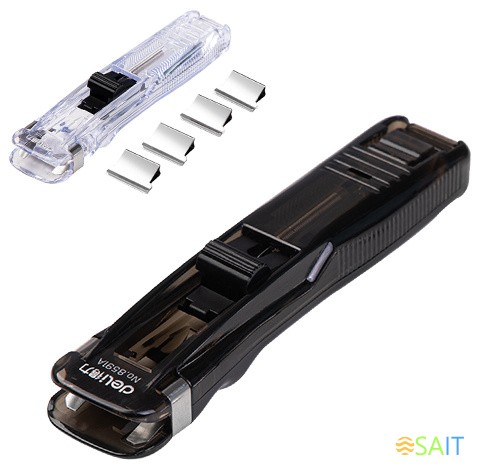 Клиппер-пистолет Deli 8591A/Black зажимы 16мм 8шт черный пластик