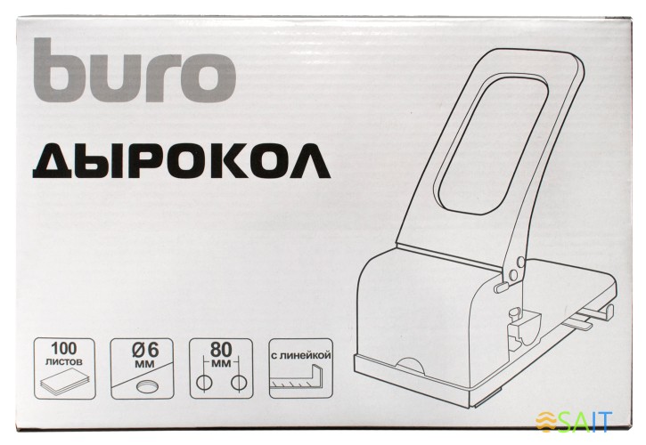Дырокол Buro Force макс.:100лист. металл черный отв.:2 с линейкой