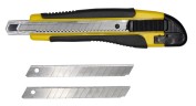 Нож канцелярский Silwerhof шир.лез.9мм фиксатор усиленный 2 сменных лезвия желтый/черный блистер