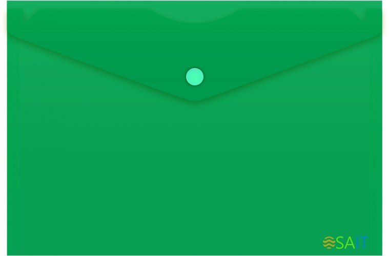 Конверт на кнопке Бюрократ -PK804A5NGRN A5 непрозрачный пластик 0.18мм зеленый