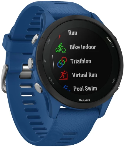 Смарт-часы Garmin Forerunner 255 33мм 1.3" корп.черный рем.синий (010-02641-11)