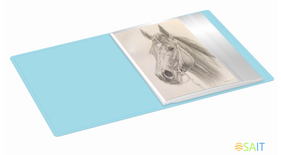 Папка с 20 прозр.вклад. Бюрократ Pastel PAST20BLUE A4 пластик 0.5мм торц.карм с бум. встав голубой