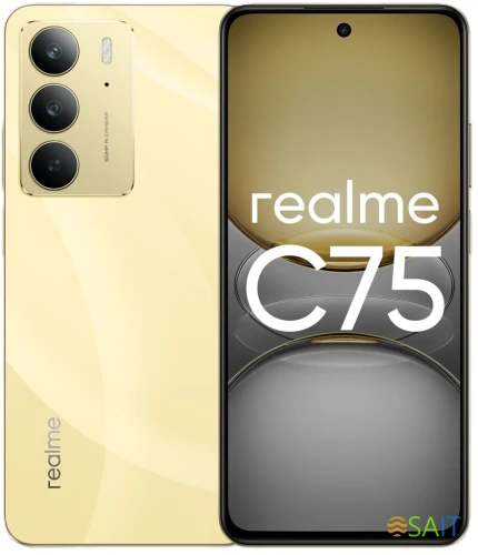 Смартфон Realme RMX3941 C75 128Gb 8Gb золотой моноблок 3G 4G 2Sim 6.72" 1080x2400 Android 14 50Mpix 802.11 a/b/g/n/ac NFC GPS GSM900/1800 GSM1900 A-GPS microSD max2048Gb