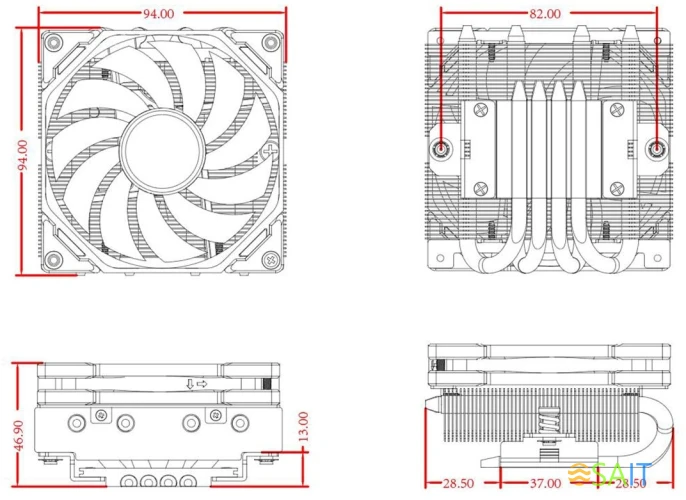 Устройство охлаждения(кулер) ID-Cooling IS-40-XT Soc-AM5/AM4/1200/1700/1851 черный 4-pin 14-35.2dB Al+Cu 100W 290gr Ret (IS-40-XT BLACK)