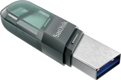 Флеш Диск Sandisk 64GB iXpand SDIX90N-064G-GN6NK USB3.1 зеленый/серебристый