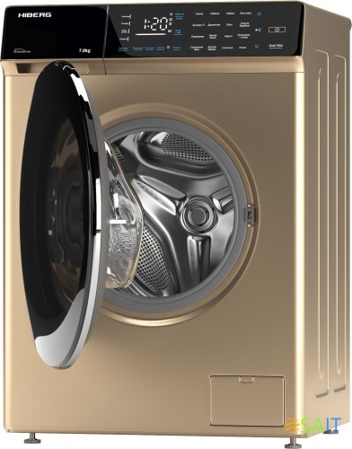 Стиральная машина Hiberg i-DDQ9-712 G класс: A+++ загр.фронтальная макс.:7кг золотистый инвертор