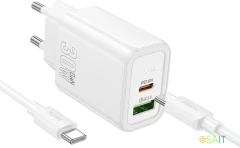 Сетевое зар./устр. Hoco N63 Gentle 30W 3A (PD) белый (44402)