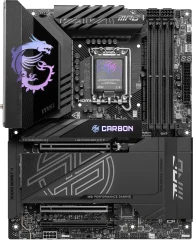 Материнская плата MSI MPG Z890 CARBON WIFI Soc-1851 Intel Z890 4xDDR5 ATX AC`97 8ch(7.1) 5Gigabit + 2.5Gigabit Ethernet RAID+HDMI