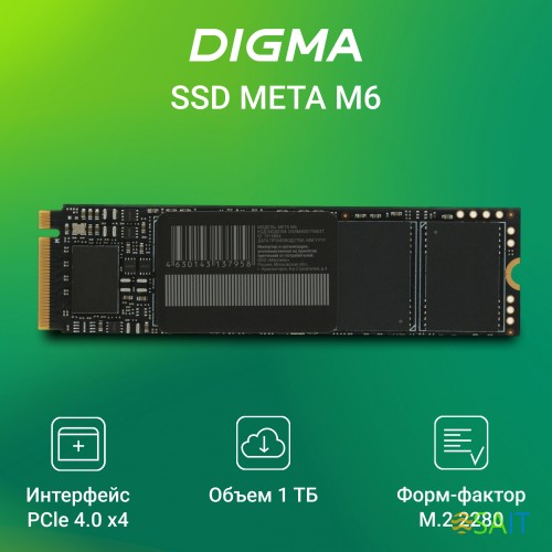 Накопитель SSD Digma PCIe 4.0 x4 1TB DGSM4001TM63T Meta M6 M.2 2280