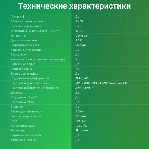 Плеер Hi-Fi Flash Digma Z5 BT 16Gb черный/1.54"/FM/microSD/microSDHC/clip