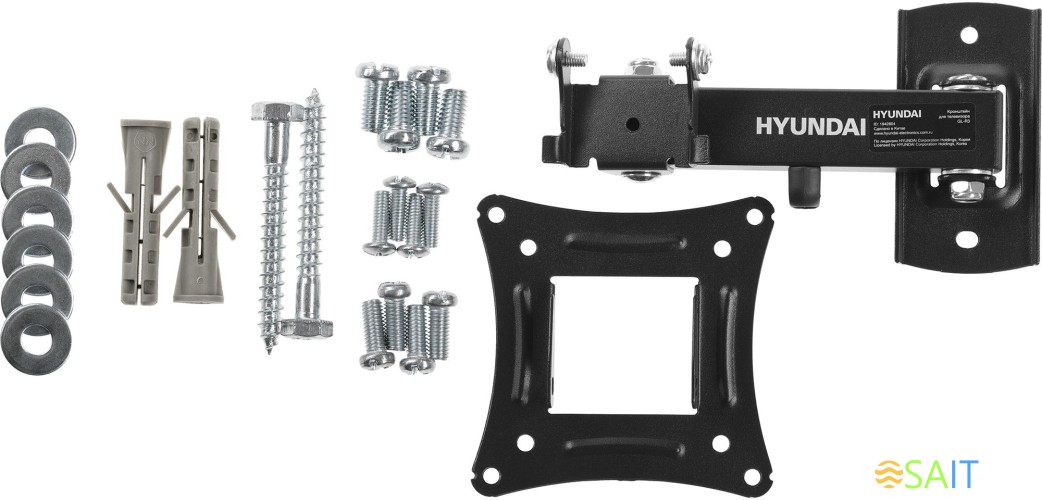 Кронштейн для телевизора Hyundai GL-R3 черный 10"-27" макс.15кг настенный поворот и наклон