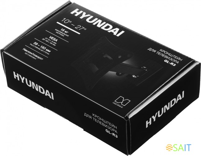 Кронштейн для телевизора Hyundai GL-R3 черный 10"-27" макс.15кг настенный поворот и наклон