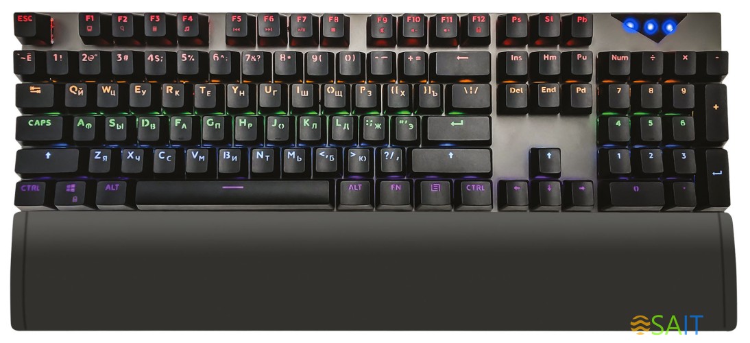 Клавиатура Оклик 935G RAGNAR механическая черный USB Multimedia for gamer LED (подставка для запястий)