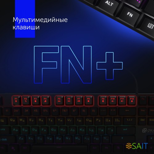Клавиатура Оклик 935G RAGNAR механическая черный USB Multimedia for gamer LED (подставка для запястий)