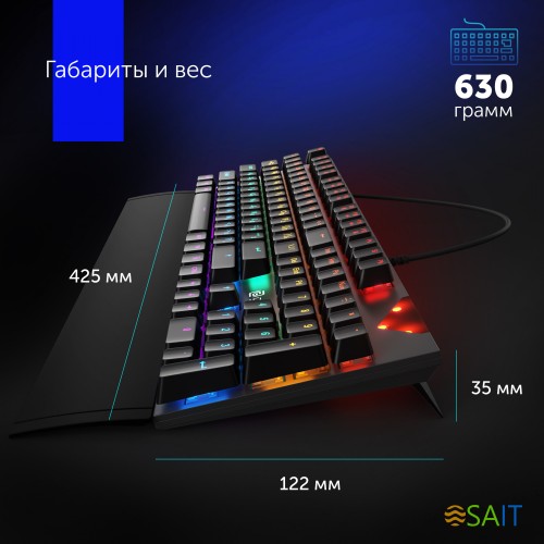 Клавиатура Оклик 935G RAGNAR механическая черный USB Multimedia for gamer LED (подставка для запястий)