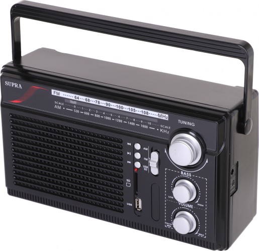 Радиоприемник портативный Supra ST-33U черный USB SD
