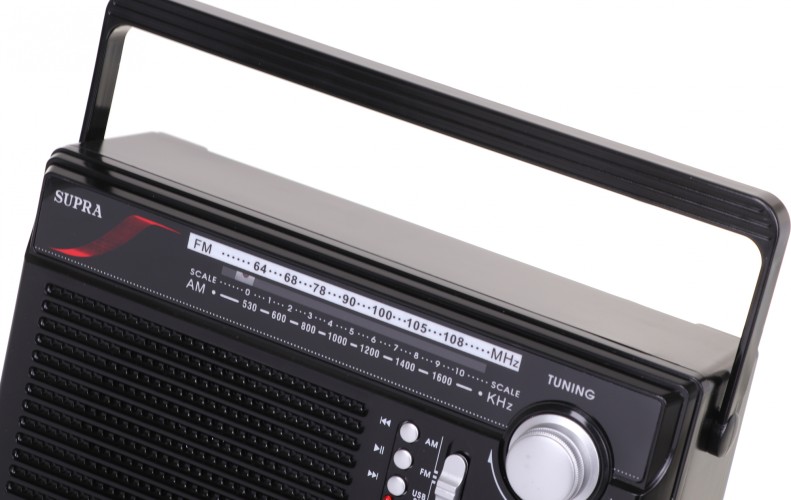 Радиоприемник портативный Supra ST-33U черный USB SD